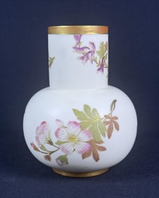 Royal Worcester Blush Ivory Hand Painted Vase Floral pattern with gold highlights.