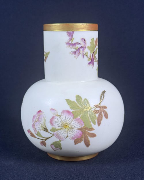 Royal Worcester Blush Ivory Hand Painted Vase Floral pattern with gold highlights. (1 of 6)