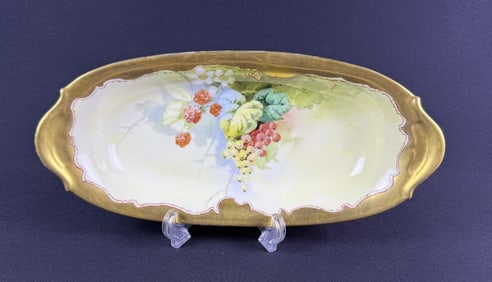 Vintage Hand Painted Pickard Limoges Dish 13 inches long by 6 inches wide by 2.5 inches tall.