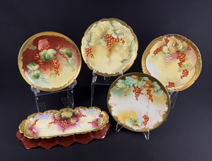 Vintage Hand Painted Pickard China Plates Dish Four plates measuring approximately 8.5-9.5 inches. (1 of 9)
