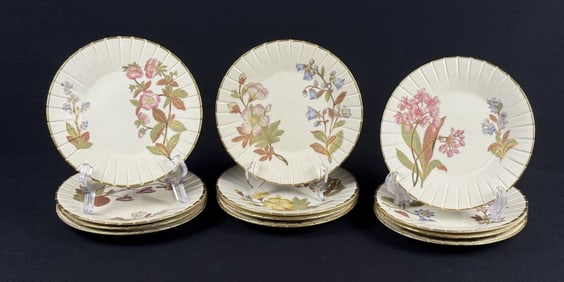 Royal Worcester Ivory Blush Painted Plates 12 plates with different designs.