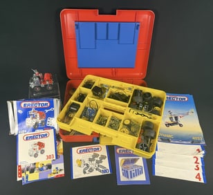 Vintage Meccano Erector Parts Instructions Case Case measures 14 x 16.5 x 4 inches.