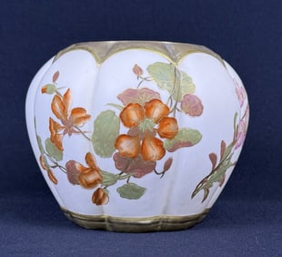 Royal Worcester Blush Ivory Biscuit Jar Hand Painted floral motif with gold highlights.