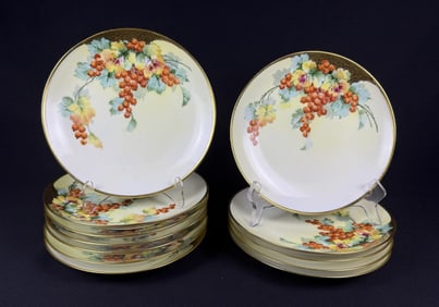 Rosenthal Bavaria Selb 12 Salad Plates Berries Jul. H. Bauer Hand Painted China. Plates measure 8 x