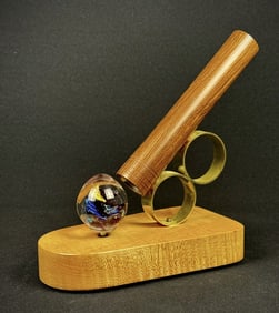 Kaleidoscope On Wind Up Wooden Base Glass element winds up and spins