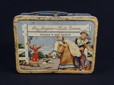 Vintage Roy Rogers Dale Evans Metal Lunchbox Missing thermos.