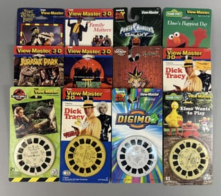 Vintage View-Master 3 Reel Packs 1990s 12 total including , Jurassic Park, Muppets, Yu-Gi-Oh and