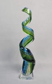 Murano Art Glass Multicolored Spiral Ribbon