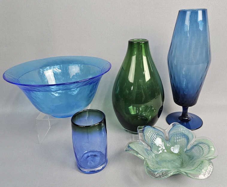 Glass Vases & Dishes Including Crate & Barrel Emerald (1 of 16)