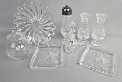 Assorted Clear Glass Lot Inc Waterford Crystal Chip on one piece of Waterford glass. Please see
