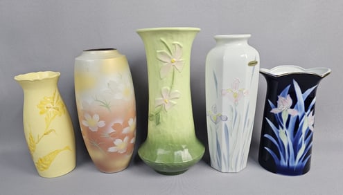 5 Ceramic & Porcelain Floral Vases Inc Royal Haeger
