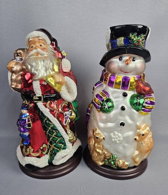 Thomas Pacconi Blown Glass Santa and Snowman A pair of Thomas Pacconi Classics hand-painted blown (1 of 13)