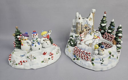 Partylite Snowman Christmas Pieces & Boxes First piece pictured measures 9 x 9 x 5 inches tall,