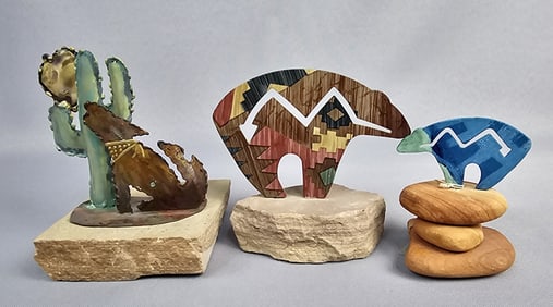 Lazart Metal Art Southwestern Style Figurines Measure 4-5 inches tall. Free from damage.