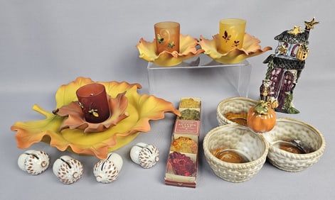 Collection of Fall Decor Inc Partylite Whispering Leaves Candle Holders  Free from damage.