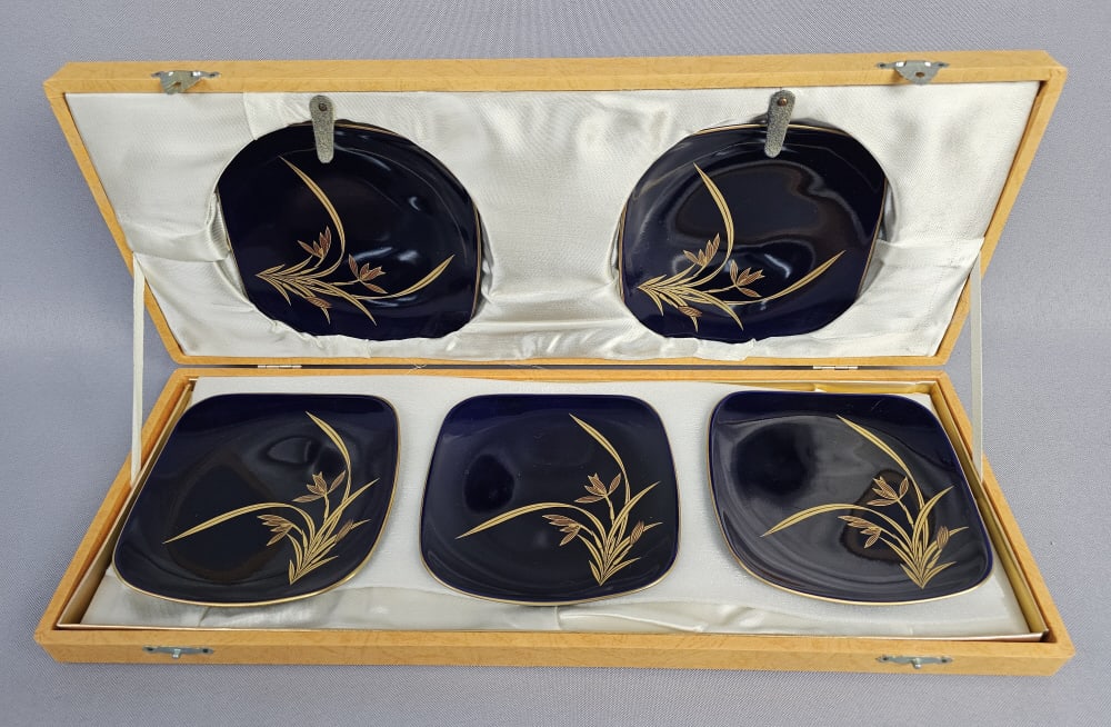 Japanese Koransha 5 Pcs Plate Set & Box Each plate measures 4.5 x 4.5 inches. Overall good (1 of 9)