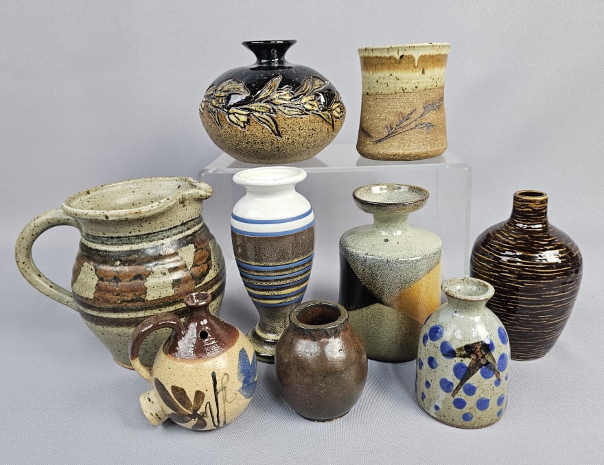 Collection of Assorted Studio Pottery Vessels A collection of nine assorted glazed ceramic vessels, (1 of 12)