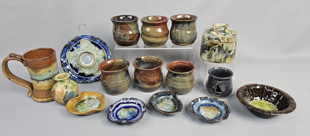 A Collection of Modern Studio Pottery Collection of modern studio pottery, primarily crafted from (1 of 16)