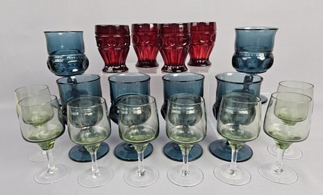 Mixed Glasses Cups Goblet Lot Inc Indiana Glass One glass with small chip around rim. Please see