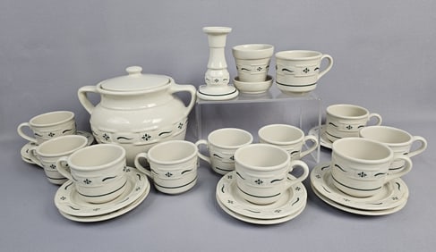 Mixed Lot of Longaberger Pottery Dishes 12 cups 9 saucers Candlestick All free from damage.
