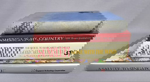 Group of Five Books Including Scarlett A group of four hardcover books, prominently featuring