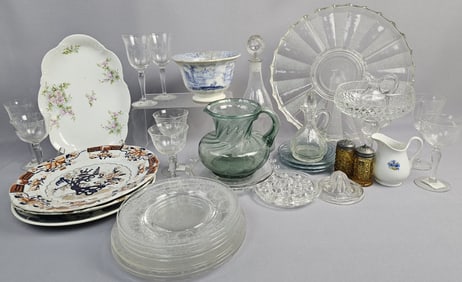 Assorted Vintage & Antique Glass Lot Various damage, chips and cracks. Not all pieces thoroughly