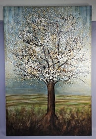 Large Gilded Tree Canvas Art Print Measures 33 x 50 inches tall. Few scuffs and scratches, please