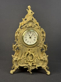 Vintage Uranio Brass German Quartz Clock Ornate mantle clock. Free from damage. Battery powered.