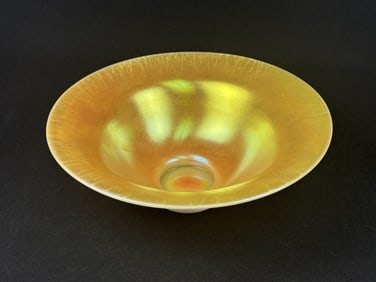 Calcite Aurene Onion Skin Centerpiece Bowl Iridescent gold inside white outside. Free from damage.