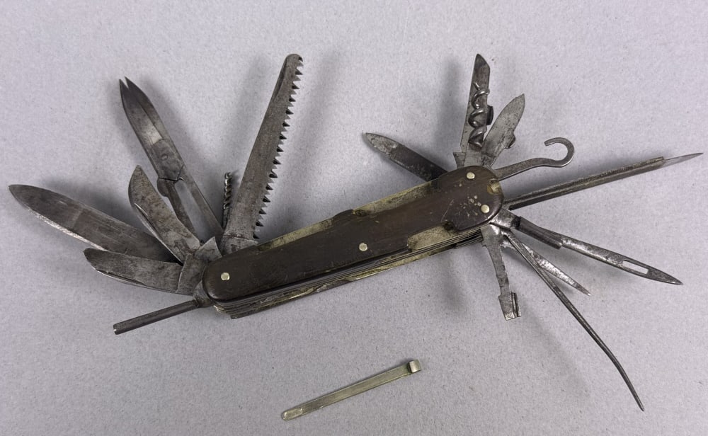 Vintage Swiss Style Multi Tool Pocket Knife Maker unknown. See photos for makers mark. Please refer (1 of 7)