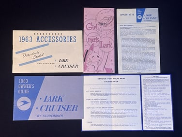 1963 Studebaker Lark Cruiser Paper Ephemera Original Owner’s material from 1963 purchase. With