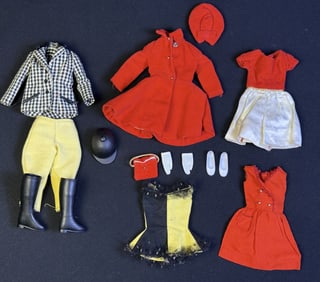 Vintage Barbie Skipper Outfits Clothing 1960s Learning to Ride 1935 with Shirt, boots, helmet,
