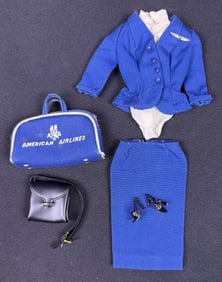 Vintage Barbie American Airlines Outfit 984 Shirt, jacket, skirt, purse, AA bag and shoes. Missing