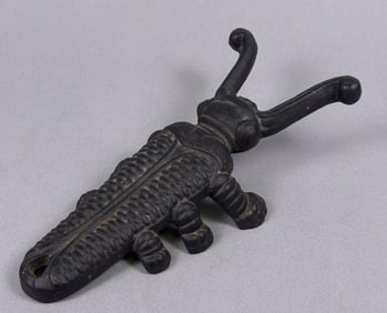 Vintage Cast Iron Beetle Boot Jack Marked "J.W." on bottom. Light signs of wear over all see photos