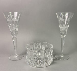 Waterford Crystal Champagne Flutes and Bowl No chips or