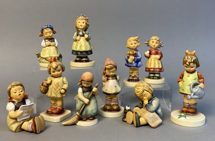 Ten Hummel Figurines Includes: Girl With Flowers; Girl With Sheet of Music; The Botanist or Gentian