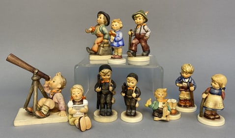 Ten Hummel Figurines Includes: Summertime Surprise; Pixie; Chimney Sweep, 3.25 inches tall; Girl
