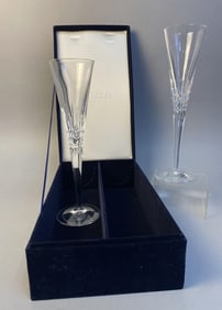 Nordstrom Crystal Champagne Flutes Pair of crystal flutes in custom blue velvet box. Flutes are