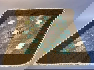 Vintage Handmade  Baby Quilt Handmade baby or lap quilt. Measures 34 inches square. Nice for age,