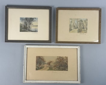Vintage Wallace Nutting Signed Tinted Photographs Frames measure 11.75 x 8.75, 9.75 x 7.5, 9.5 x 7.5