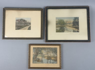 Vintage Wallace Nutting Signed Tinted Photographs Frames measure 7.75 x 5.75, 11 x 9, 9.5 x 7.5