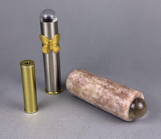 Kaleidoscopes Brass Glass & Stone 4.5 and 2.5 inches long. Good condition free from damage.