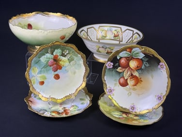 Vintage Hand Painted China Pickard Limoges Two fruit bowls and 4 plates please see photos for design