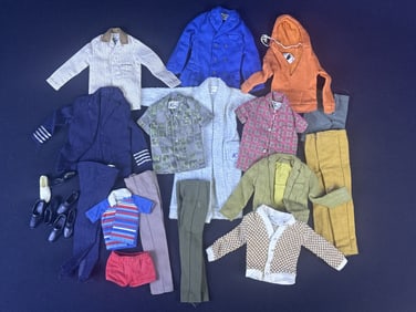 Vintage Barbie Ken Clothing 1960s Some creases and light fraying. Robe has staining.