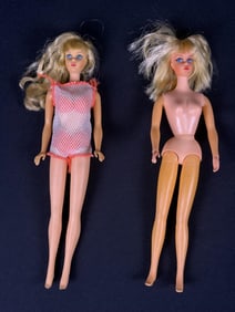 Vintage Twist n Turn & Live Action Barbie Dolls Some damage to swimwear and marks to dolls. See