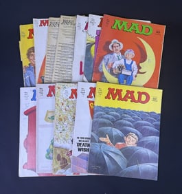 Vintage Mad Magazine Lot 12 issues 1969-1975 2 missing covers. 4 missing back covers front covers