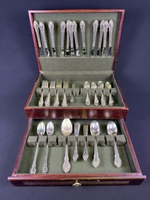 Holmes & Edward’s Deep Silver Plated Flatware Set With wooden case. Forks, knives and spoons. See