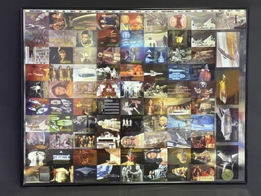 Battlestar Galactica Uncut Foil Card Sheet Numbered 86/200. Framed. See photos.   35 x 28 inches.
