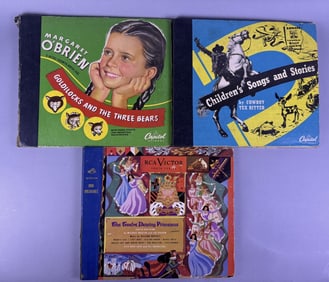 Vintage Children’s Shellac Records Tex Ritter Margaret O’Brien - Goldilocks And The Three