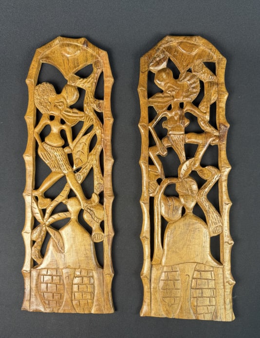 Vintage Carved Teak African Wall Panels Panels measure 19 inches tall (1 of 5)